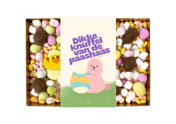 Dikke knuffel van de paashaas - snoep cadeau pasen